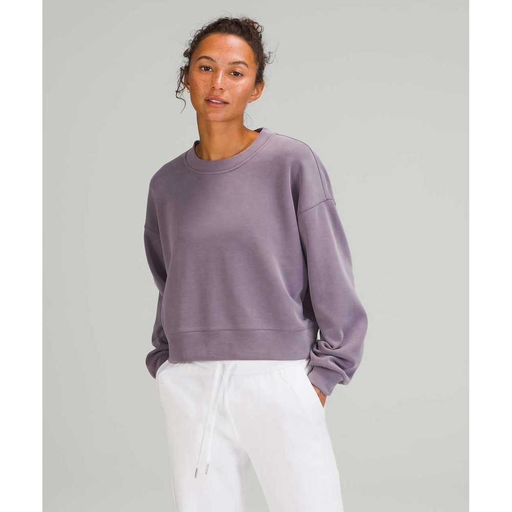 LULULEMON Softstreme Perfectly Oversized Crop Sweatshirt Sz ~2 Purple Lavender